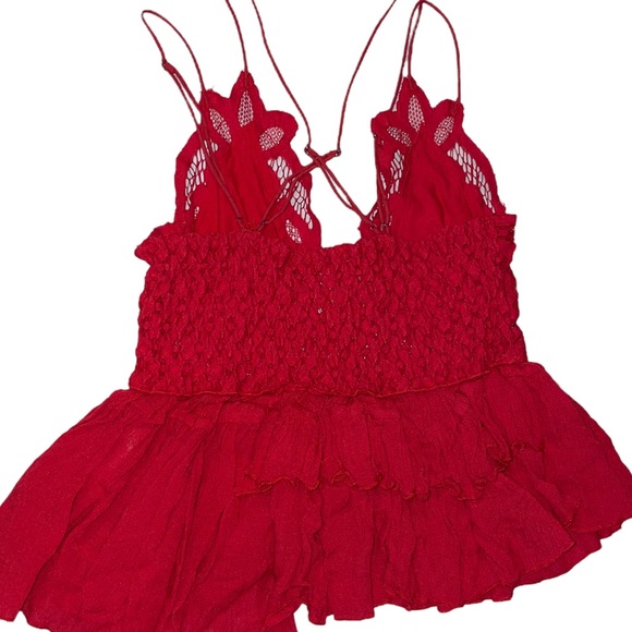 NWT FREE PEOPLE Adella Cami, Cherry Red - Picture 4 of 5